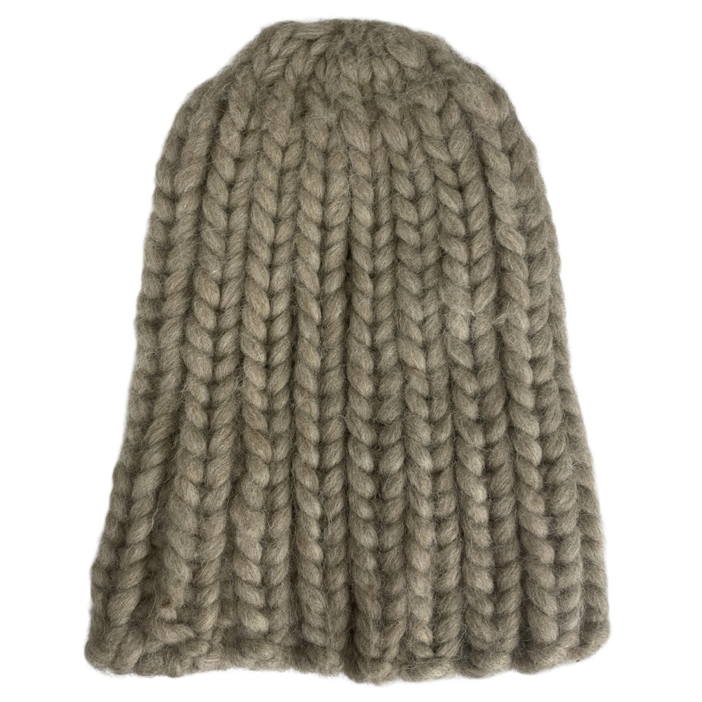 Kids Chunky Knit Handmade Beanie Wool Hat Toque in Oatmeal One Size